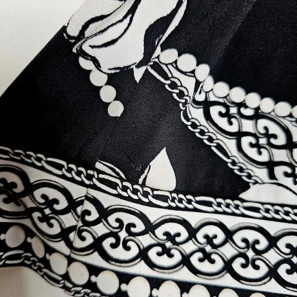 WHITE HOUSE BLACK MARKET 3/4 Sleeve Dress BLACK & WHITE FLORAL size S Abstract - Picture 7 of 7